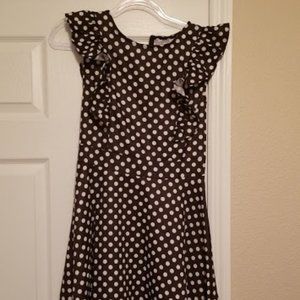 Women's Vintage Ruffle Dress Black Dot Print Dress